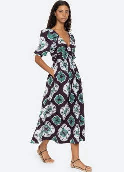 Sea New York Aveline Puff Slv Dress Teal Cheap