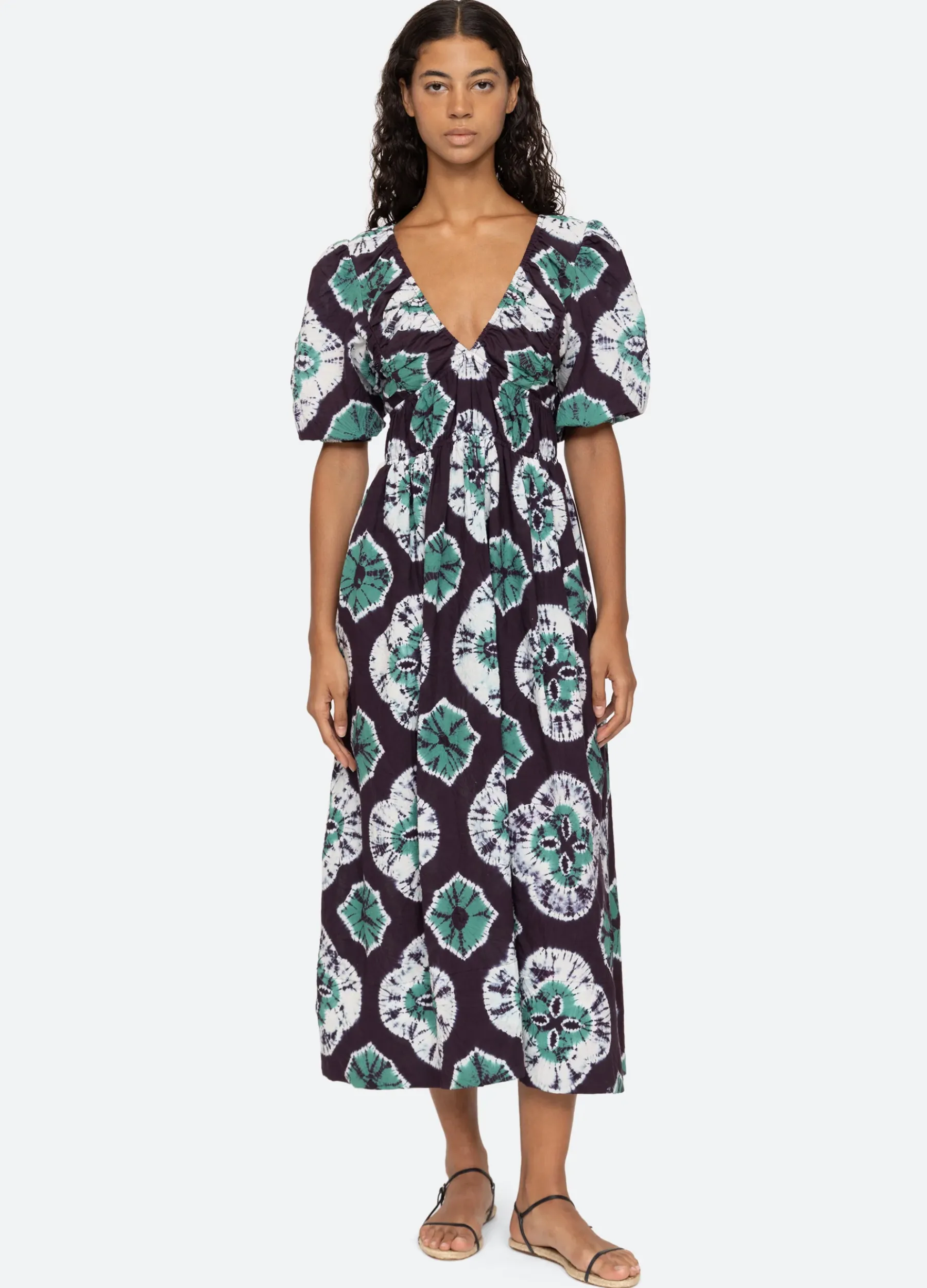 Sea New York Aveline Puff Slv Dress Teal Cheap