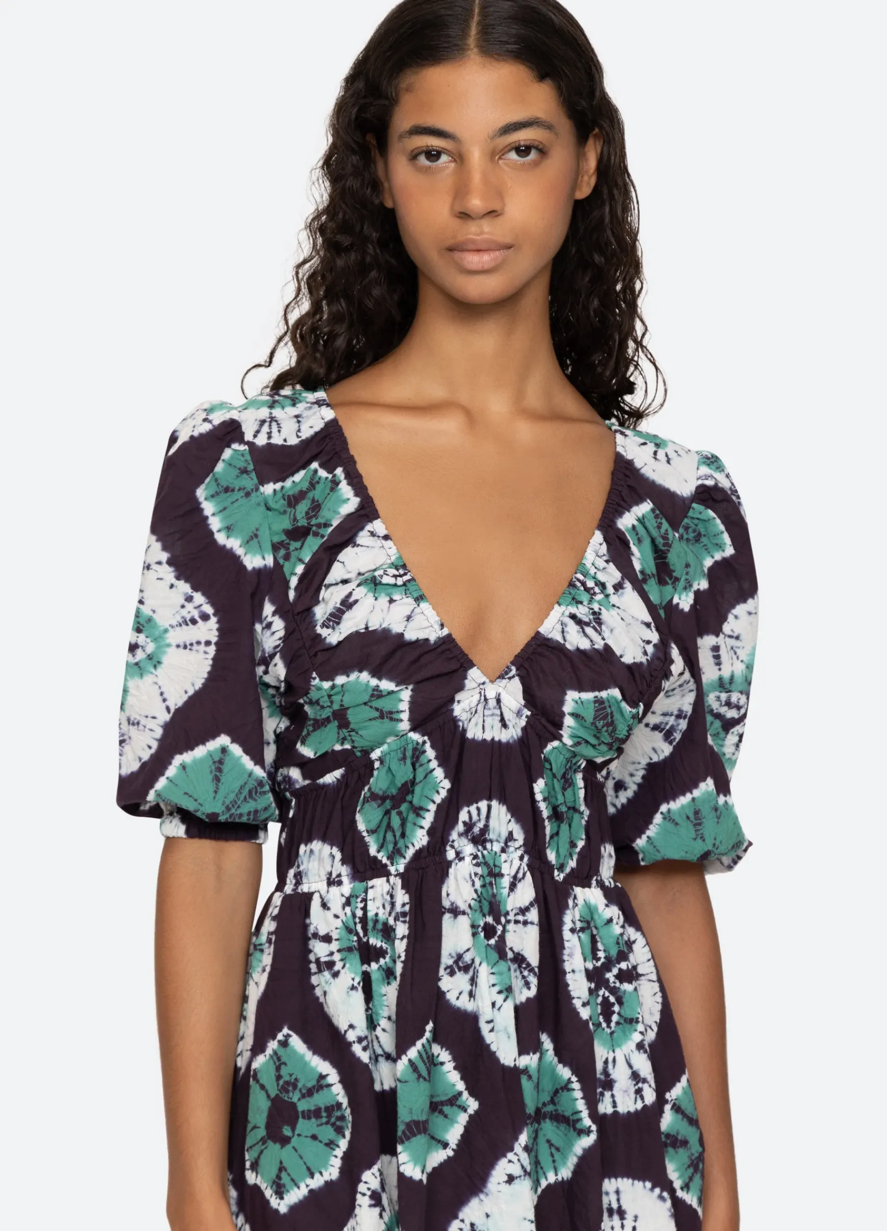 Sea New York Aveline Puff Slv Dress Teal Cheap