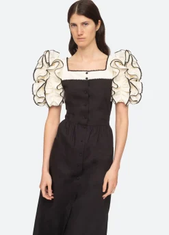 Sea New York Paloma Puff Slv Dress Black Hot